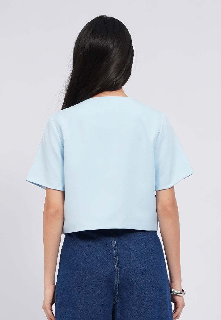 Asymmetric Short Sleeve Blouse