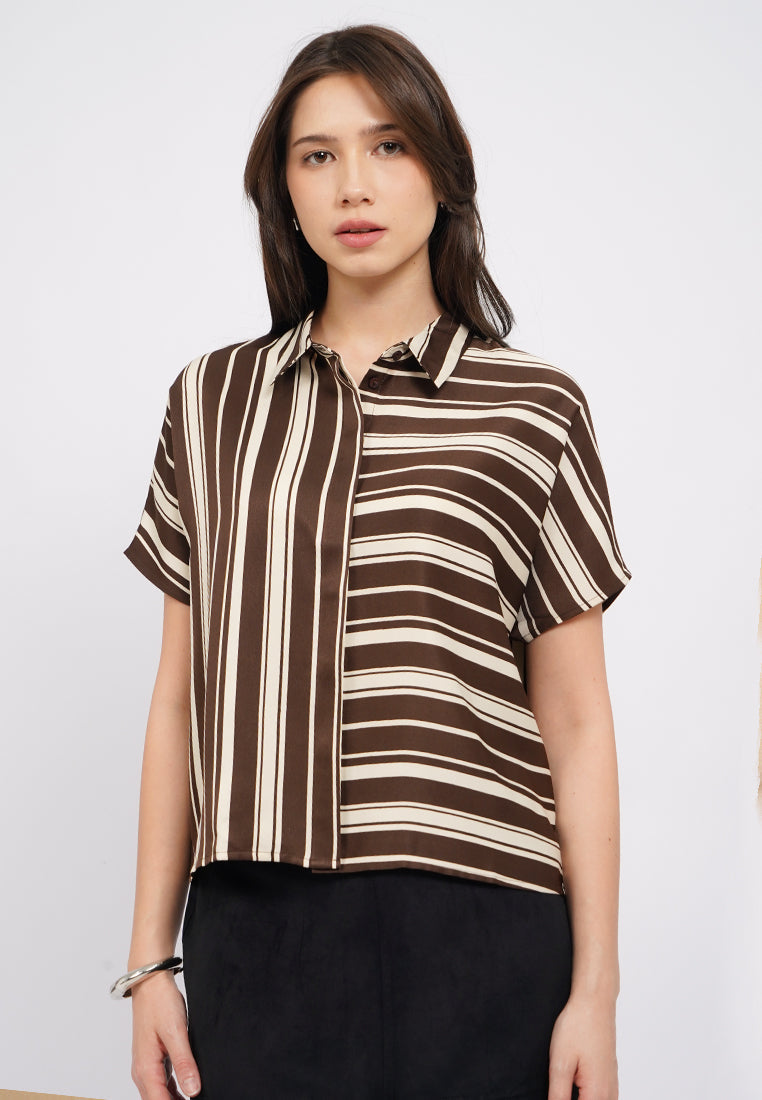 Printed Short Sleeve Blouse