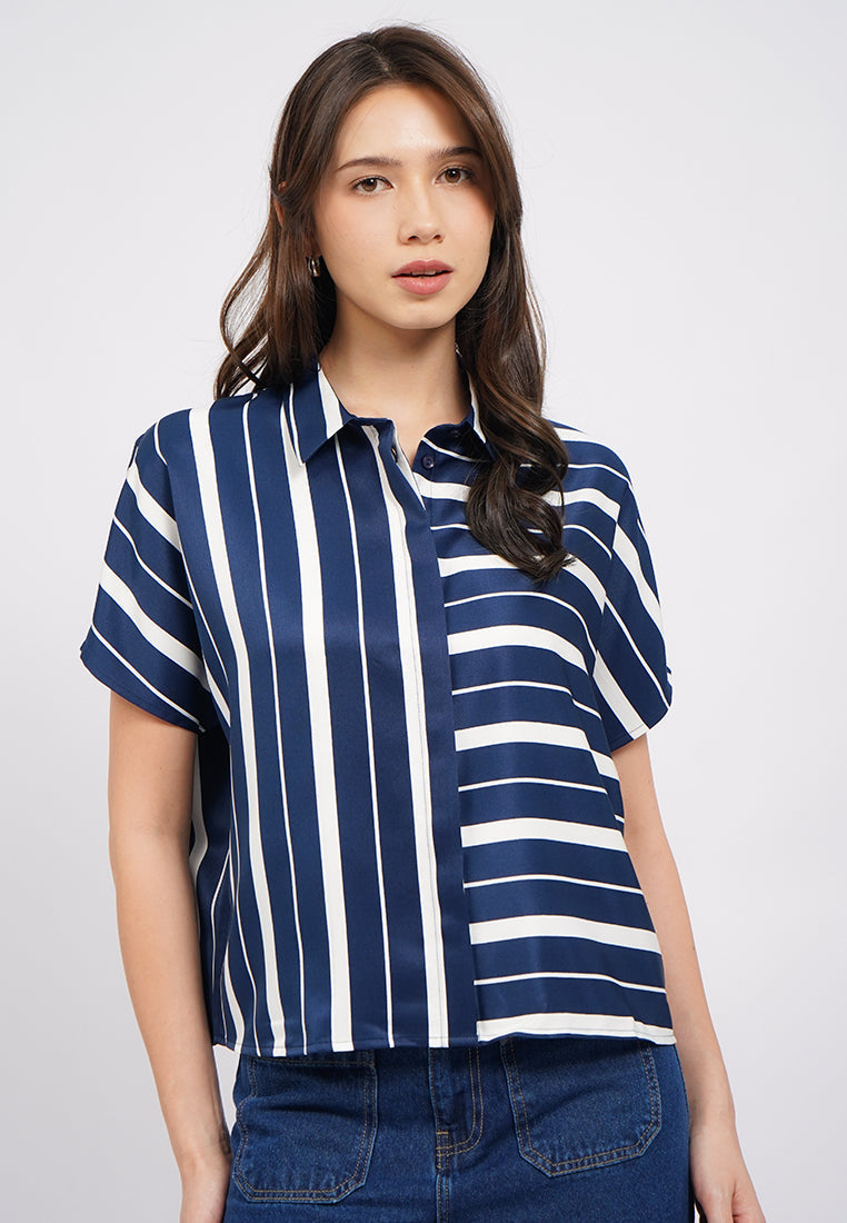 Printed Short Sleeve Blouse