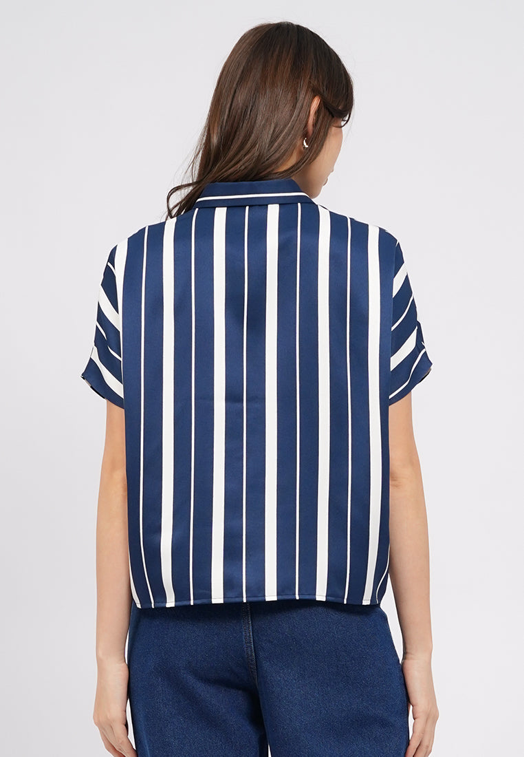 Printed Short Sleeve Blouse