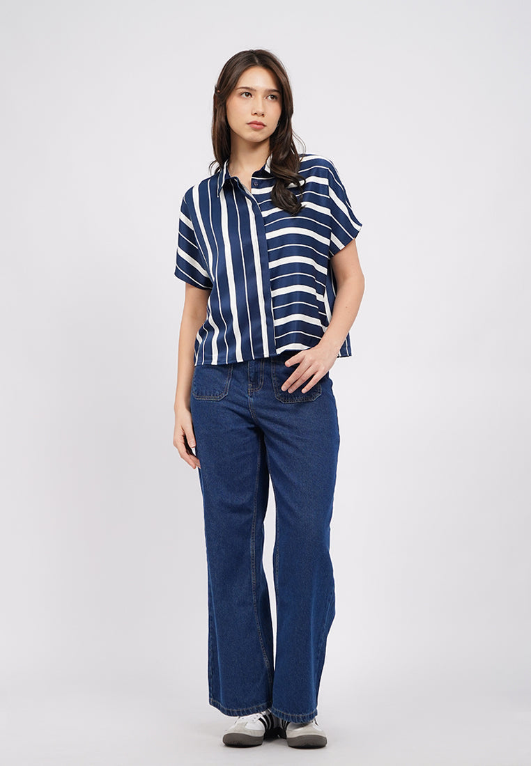 Printed Short Sleeve Blouse