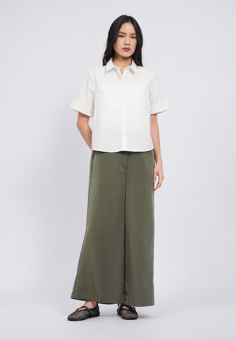 Short Sleeve Embroidered Blouse