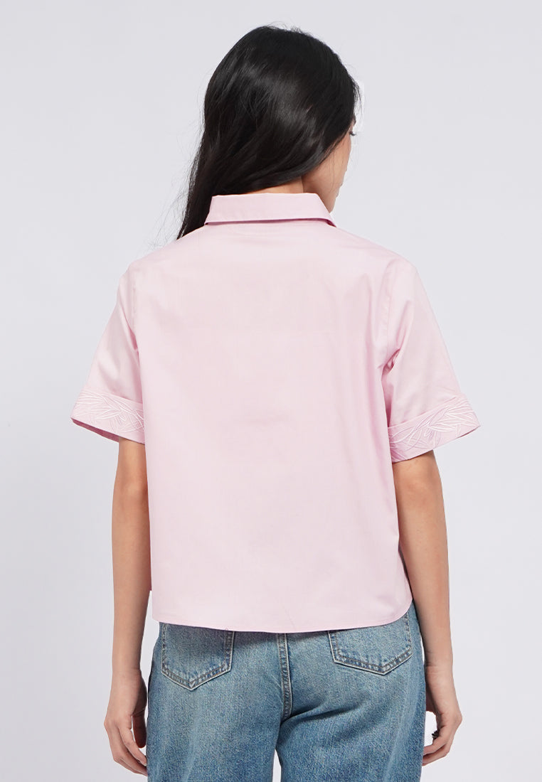 Short Sleeve Embroidered Blouse