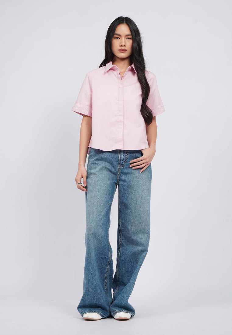 Short Sleeve Embroidered Blouse