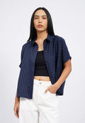 Regular Fit Short Sleeve Stripes Blouse