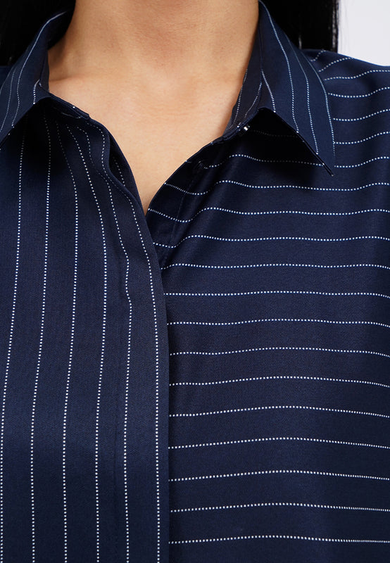 Regular Fit Short Sleeve Stripes Blouse