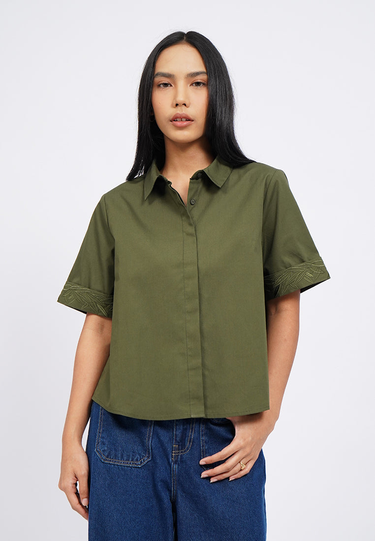 Short Sleeve Embroidered Blouse