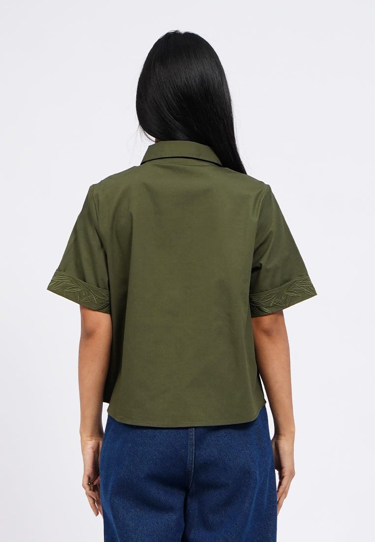 Short Sleeve Embroidered Blouse