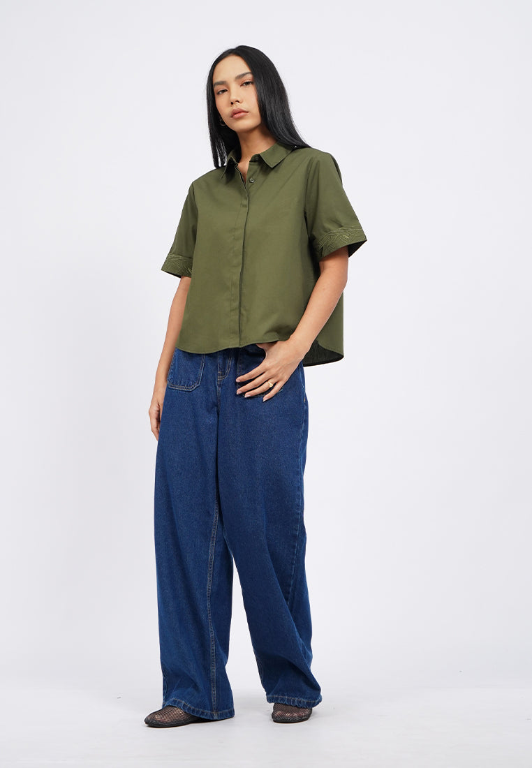 Short Sleeve Embroidered Blouse