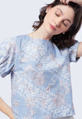 Round Neck Puff Sleeve Batik Top