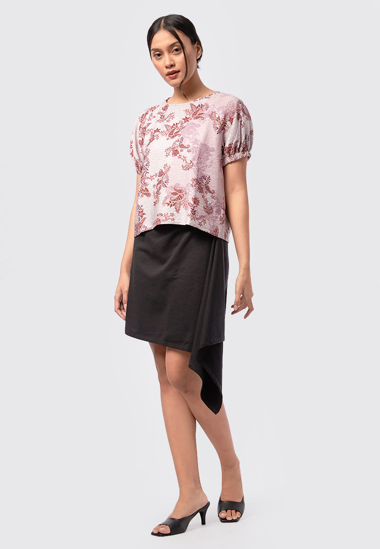 Round Neck Batik Top Pink