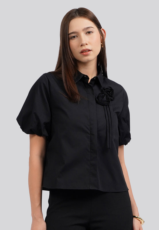 Embellished Ballon Sleeve Blouse