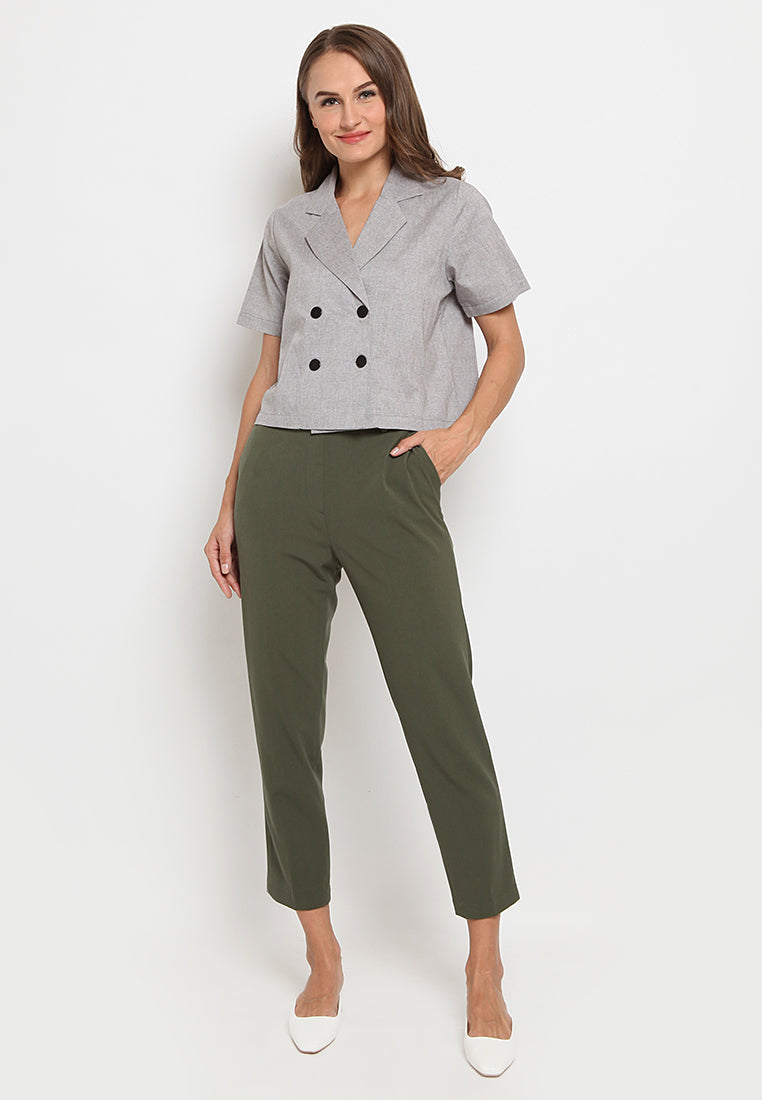 Short Sleeve Double Breasted Blouse
