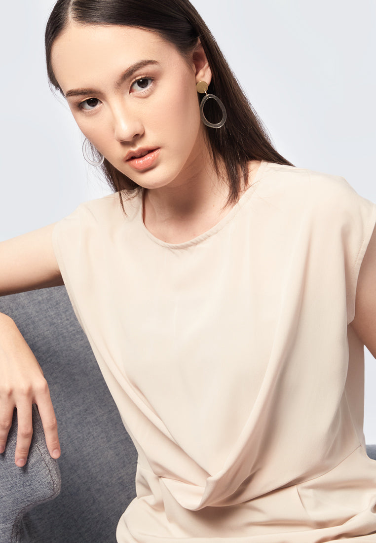 Pleated Peplum Short Sleeve Blouse