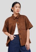 Short Sleeve Suede Shirt