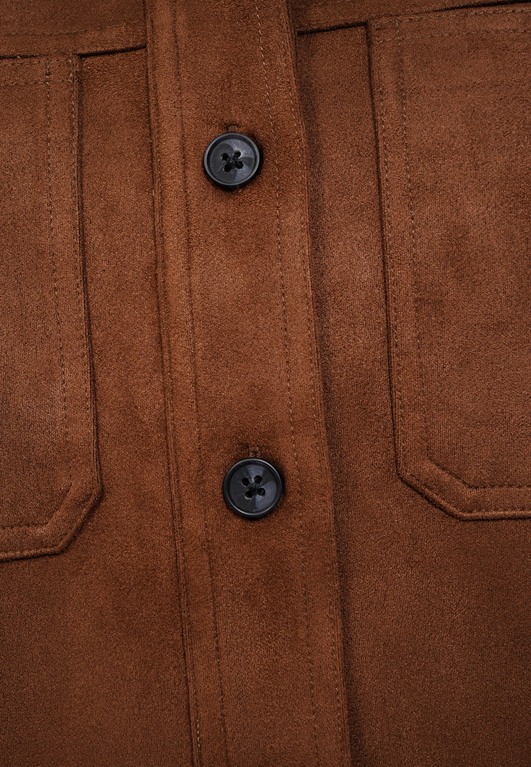 Short Sleeve Suede Shirt