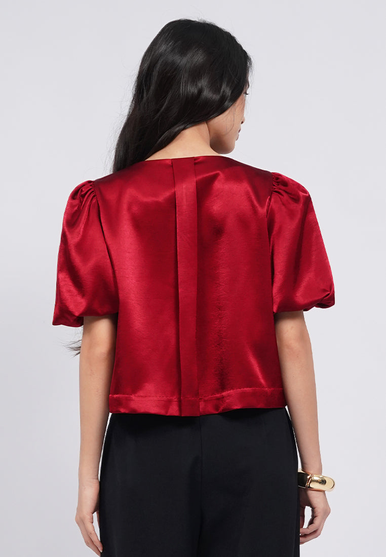 Buttoned Balloon Sleeve Blouse