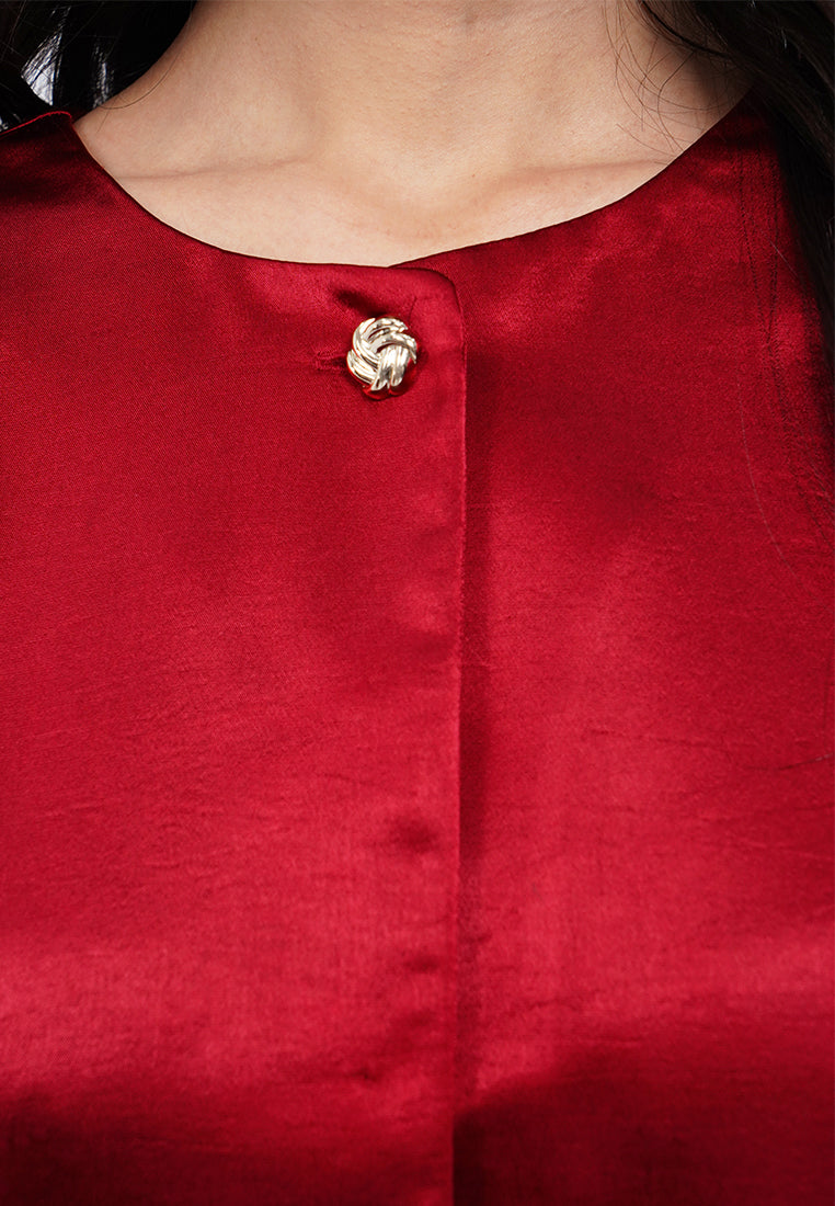 Buttoned Balloon Sleeve Blouse
