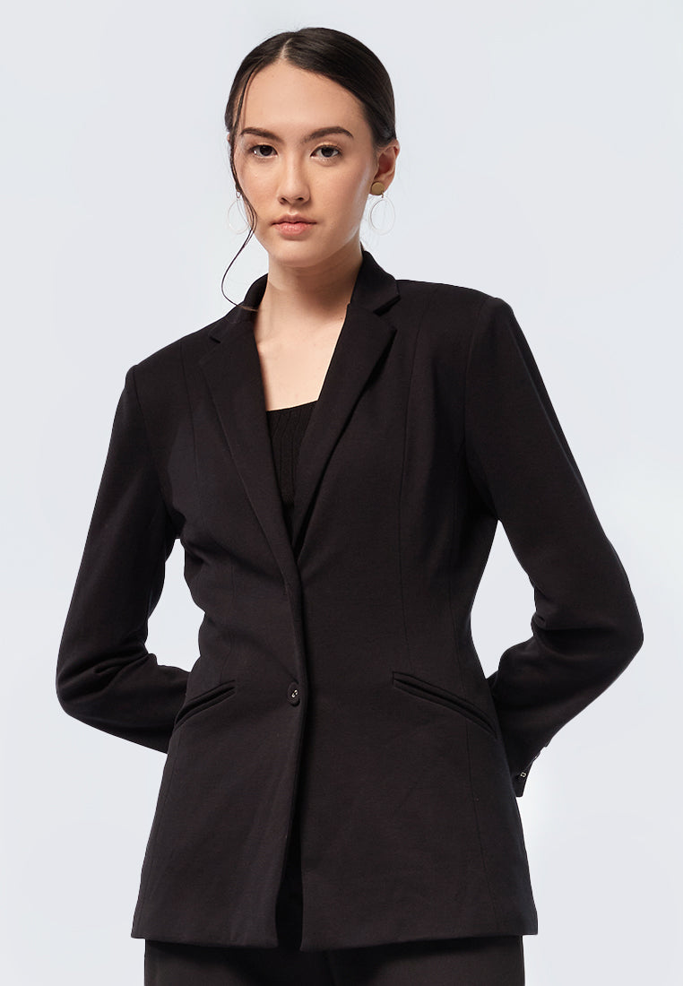 Basic Long Blazer with Lapel