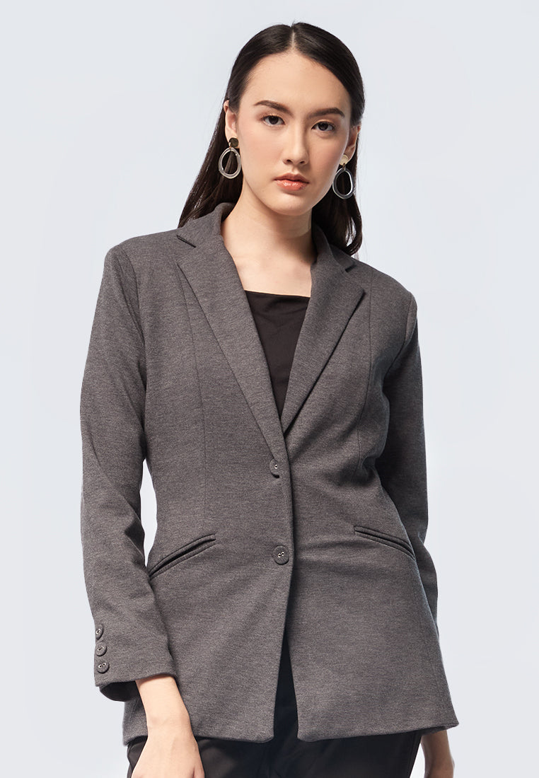 Basic Long Blazer with Lapel