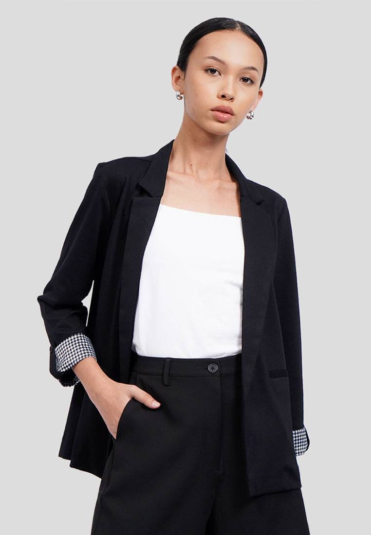 Rolled Up Sleeves Knit Blazer