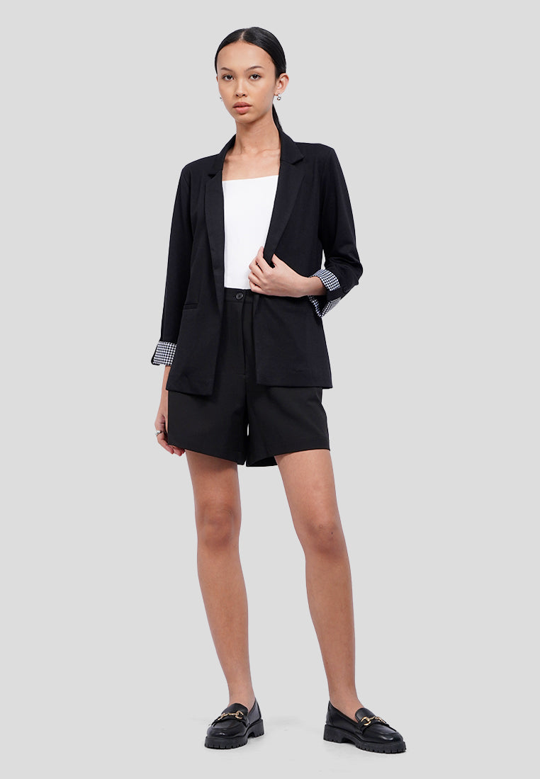 Rolled Up Sleeves Knit Blazer