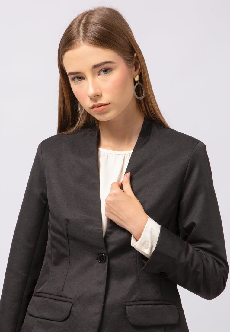 Fitted No Lapel Blazer