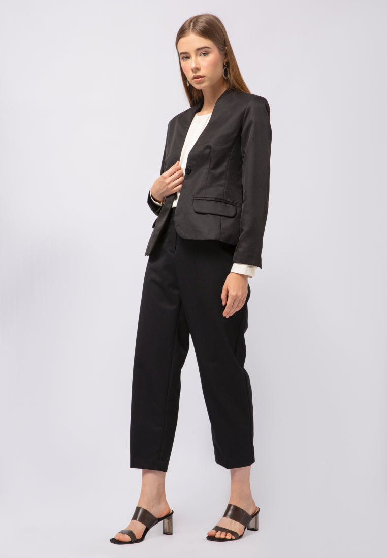 Fitted No Lapel Blazer