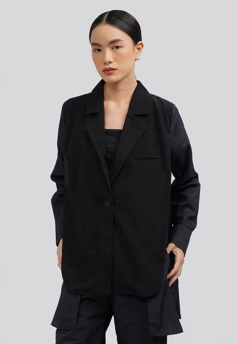 Long Sleeve Sheer Blazer Black