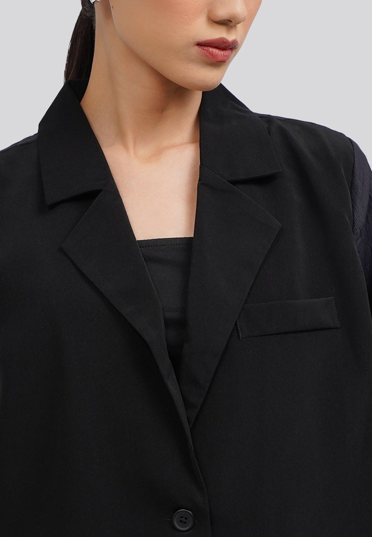 Long Sleeve Sheer Blazer Black