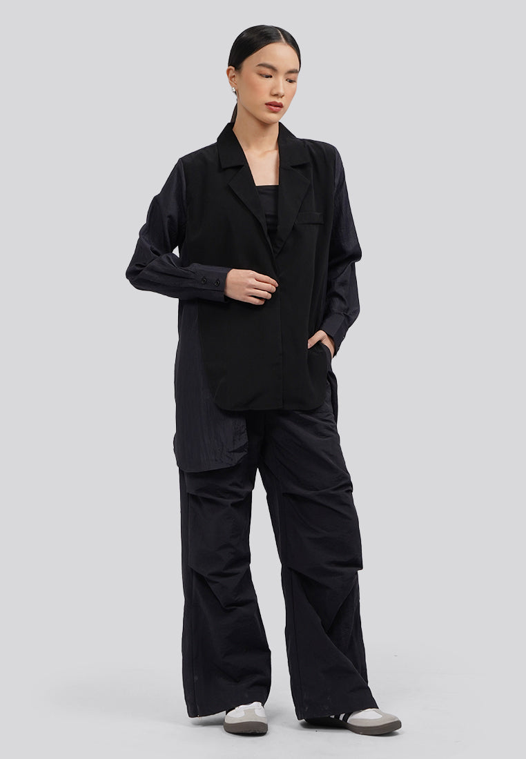Long Sleeve Sheer Blazer Black