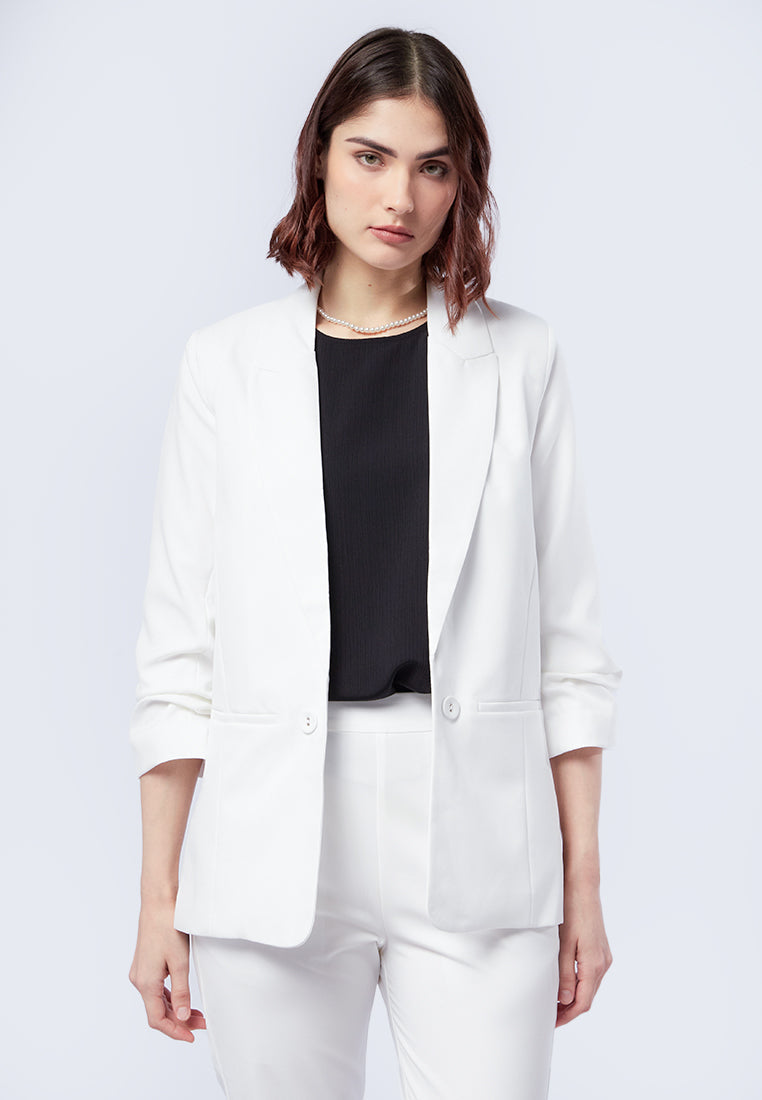 Oversized Ruched Sleeves Blazer