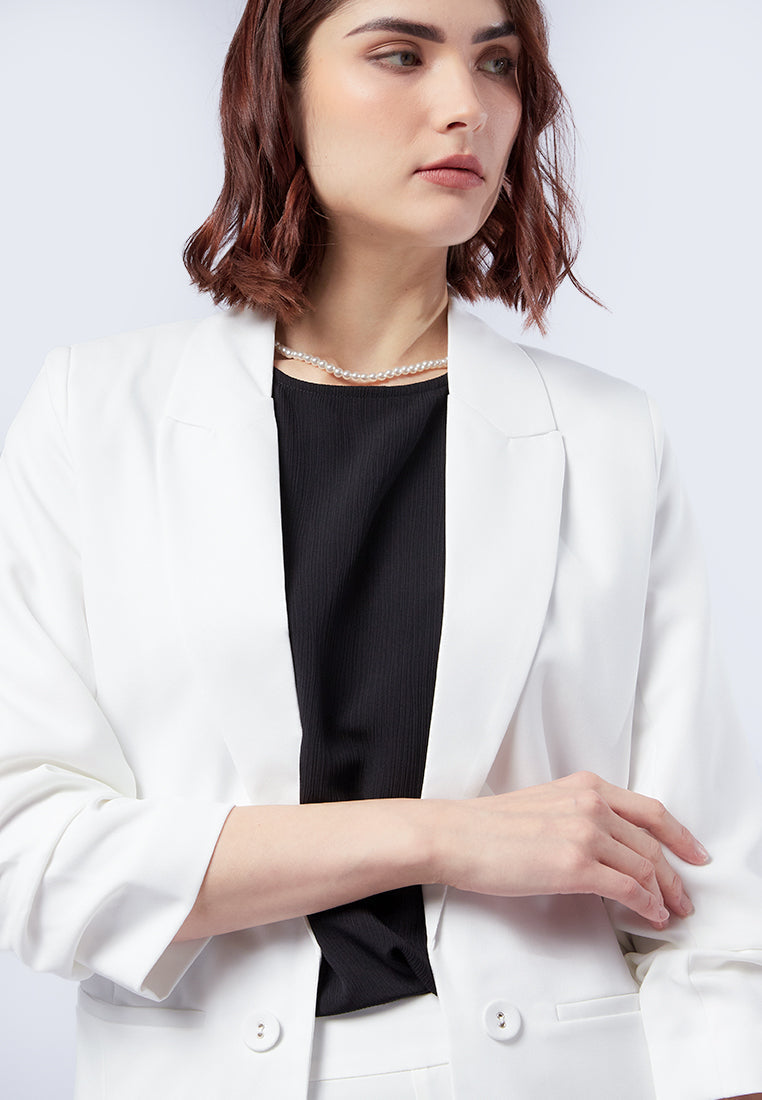 Oversized Ruched Sleeves Blazer
