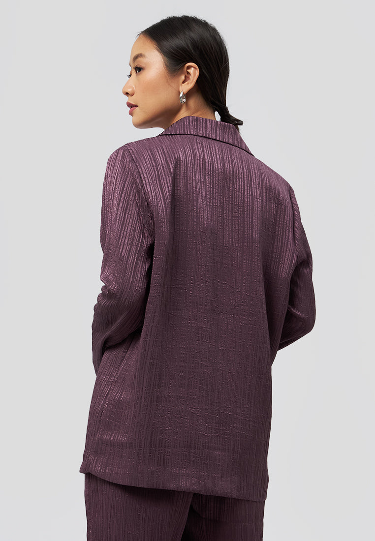 Pleated Long Sleeve Blazer