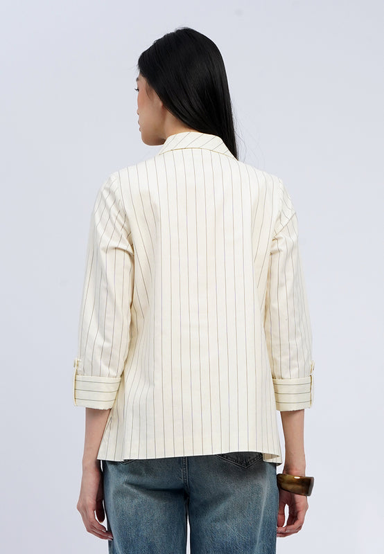 Rolled Up Sleeves Open Blazer