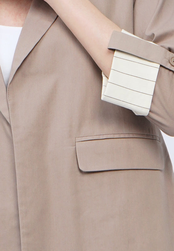 Rolled Up Sleeves Open Blazer