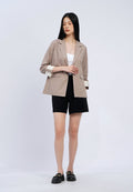Rolled Up Sleeves Open Blazer