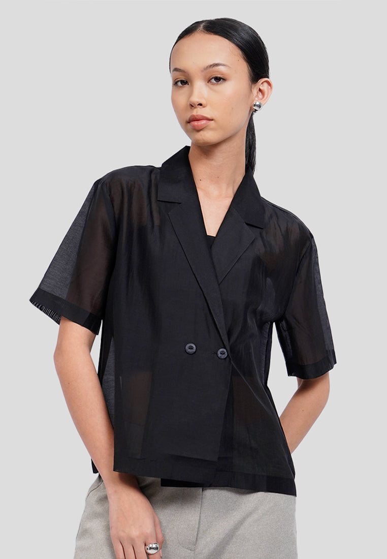 Double Breasted Sheer Blazer