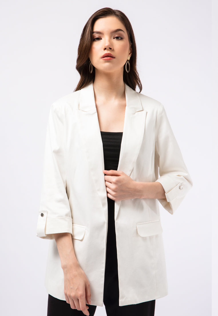 Regular Fit Rolled Up Sleeves Blazer