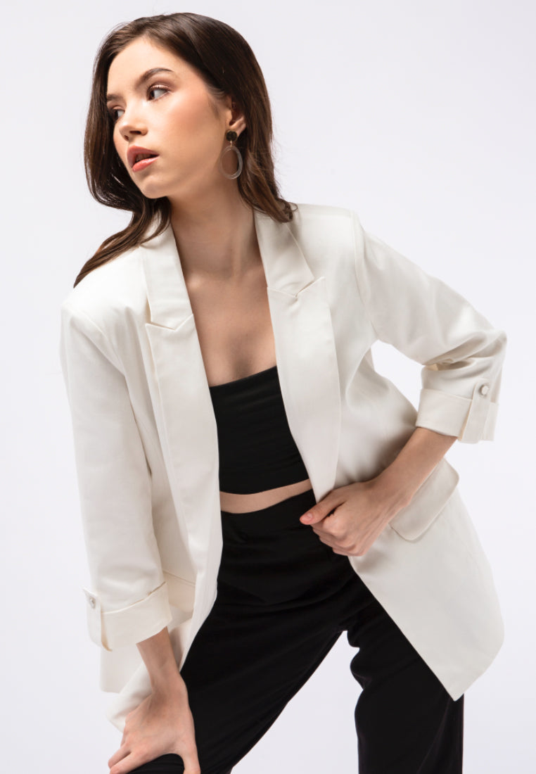 Regular Fit Rolled Up Sleeves Blazer