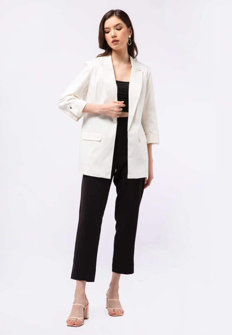 Regular Fit Rolled Up Sleeves Blazer