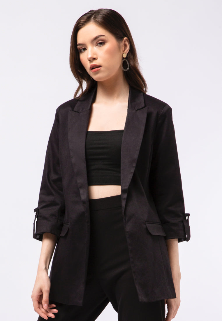 Regular Fit Rolled Up Sleeves Blazer