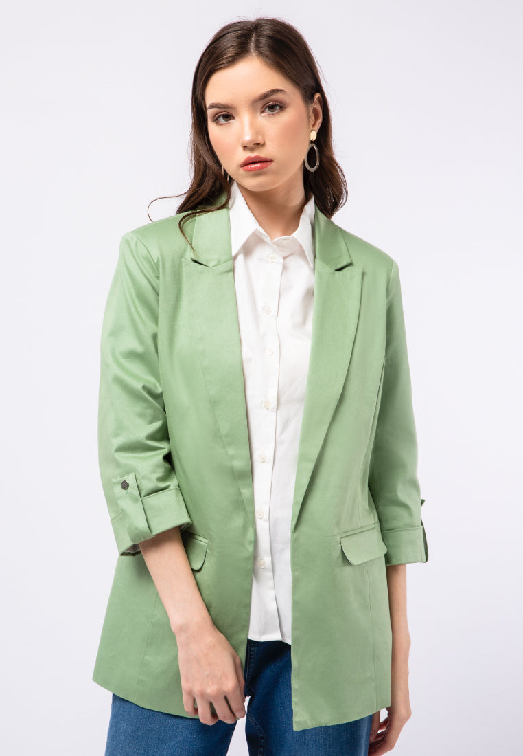 Regular Fit Rolled Up Sleeves Blazer