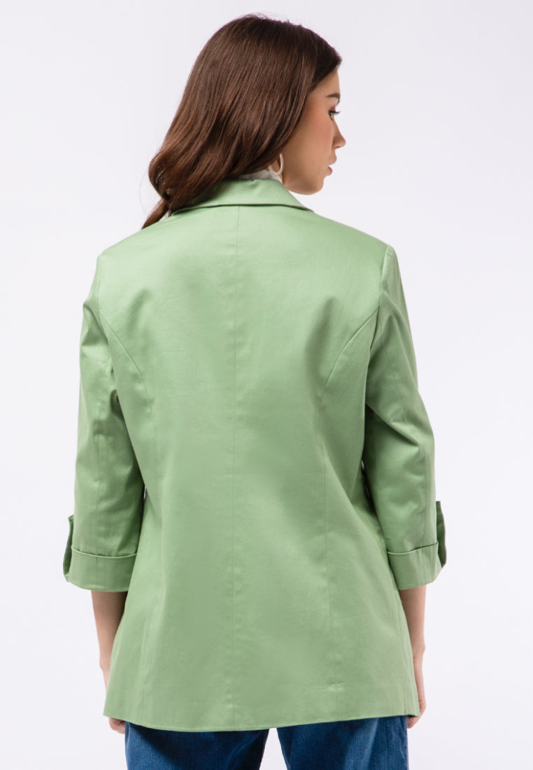 Regular Fit Rolled Up Sleeves Blazer