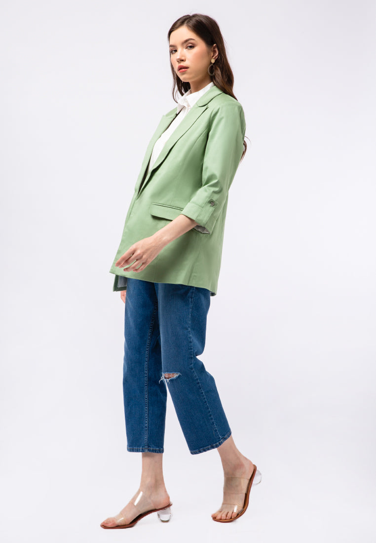 Regular Fit Rolled Up Sleeves Blazer