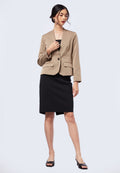 Long Sleeve Herringbone Blazer