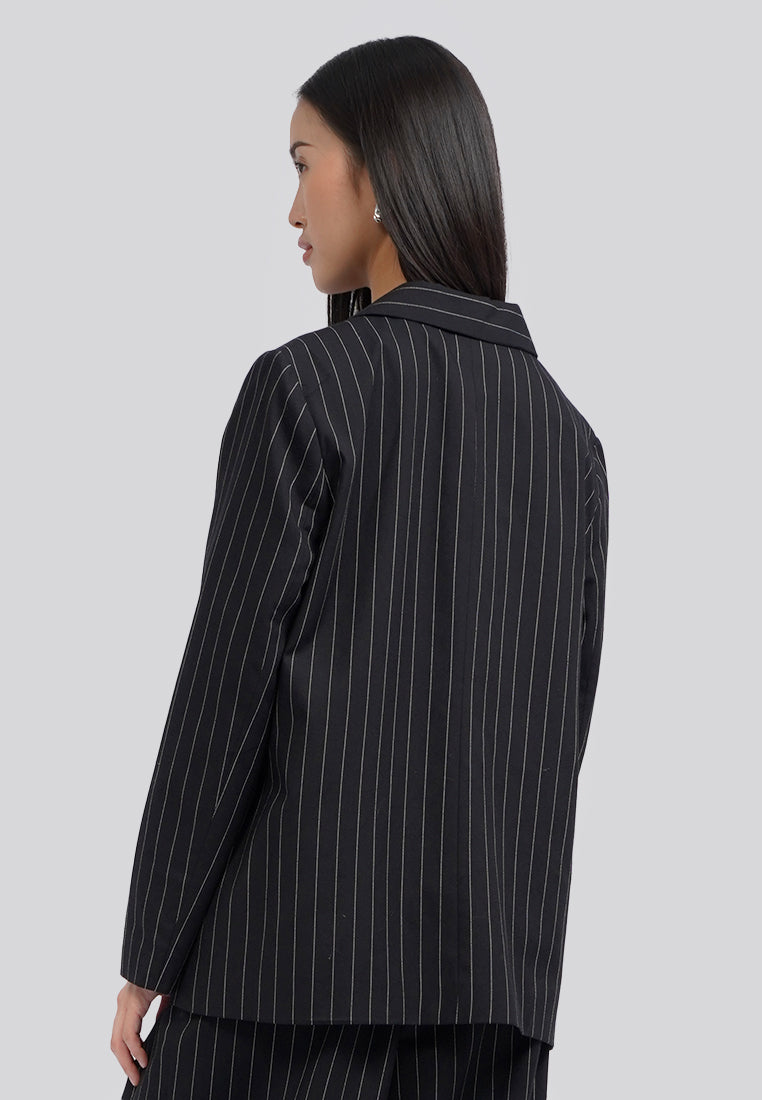 Oversized Stripes Long Sleeve Blazer