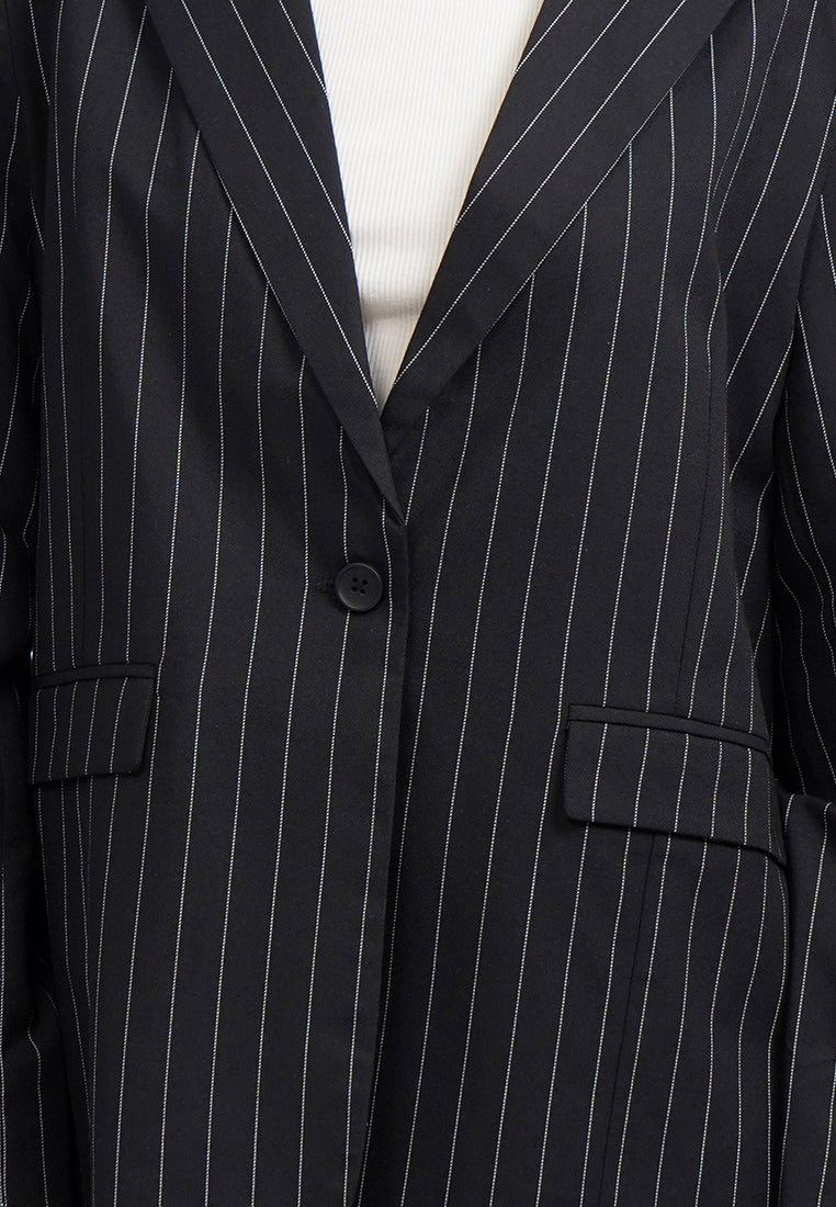 Oversized Stripes Long Sleeve Blazer