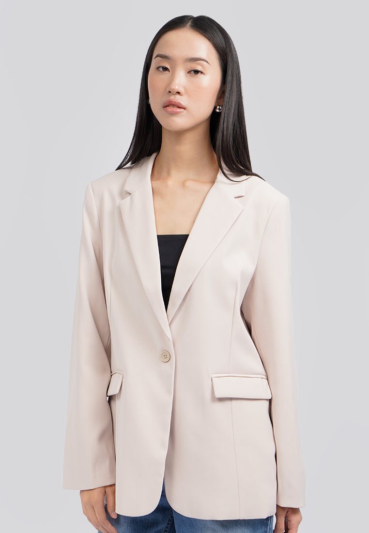 Oversized Long Sleeve Blazer Beige