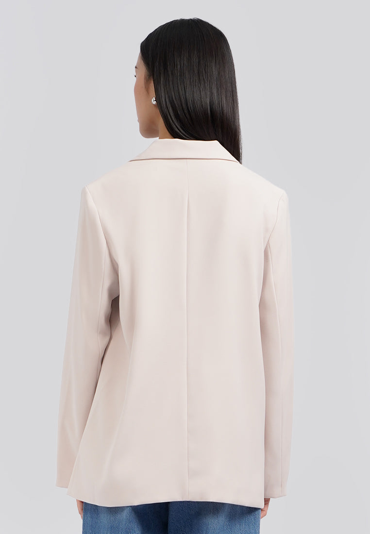 Oversized Long Sleeve Blazer Beige